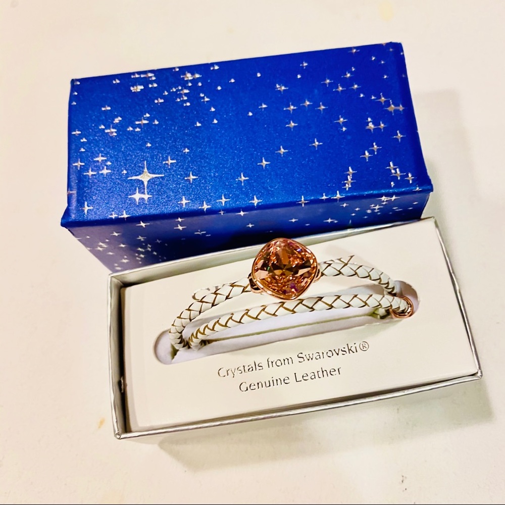 Crystals by Swarovski leather blush stone bracelet